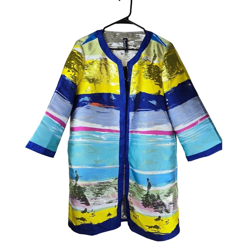 NWT BEREK Multicolor Waves of Metallic 3/4 Sleeve Jacket M Art to Wear Medium